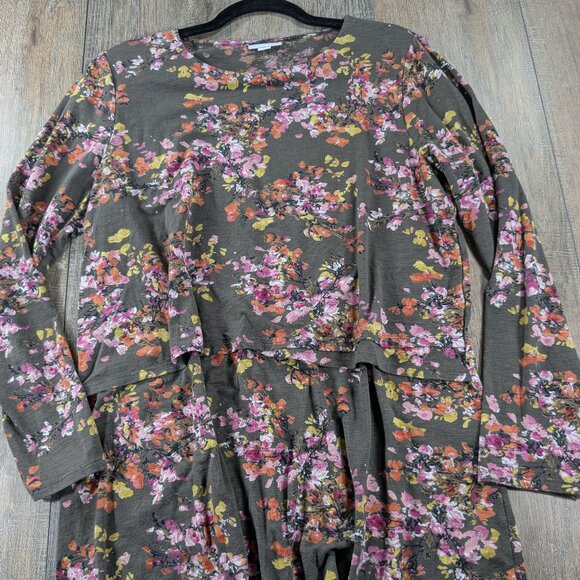 J Jill Tunic Top Womens Medium Multicolor Floral Print Layered Flowy BOHO - Picture 1 of 10